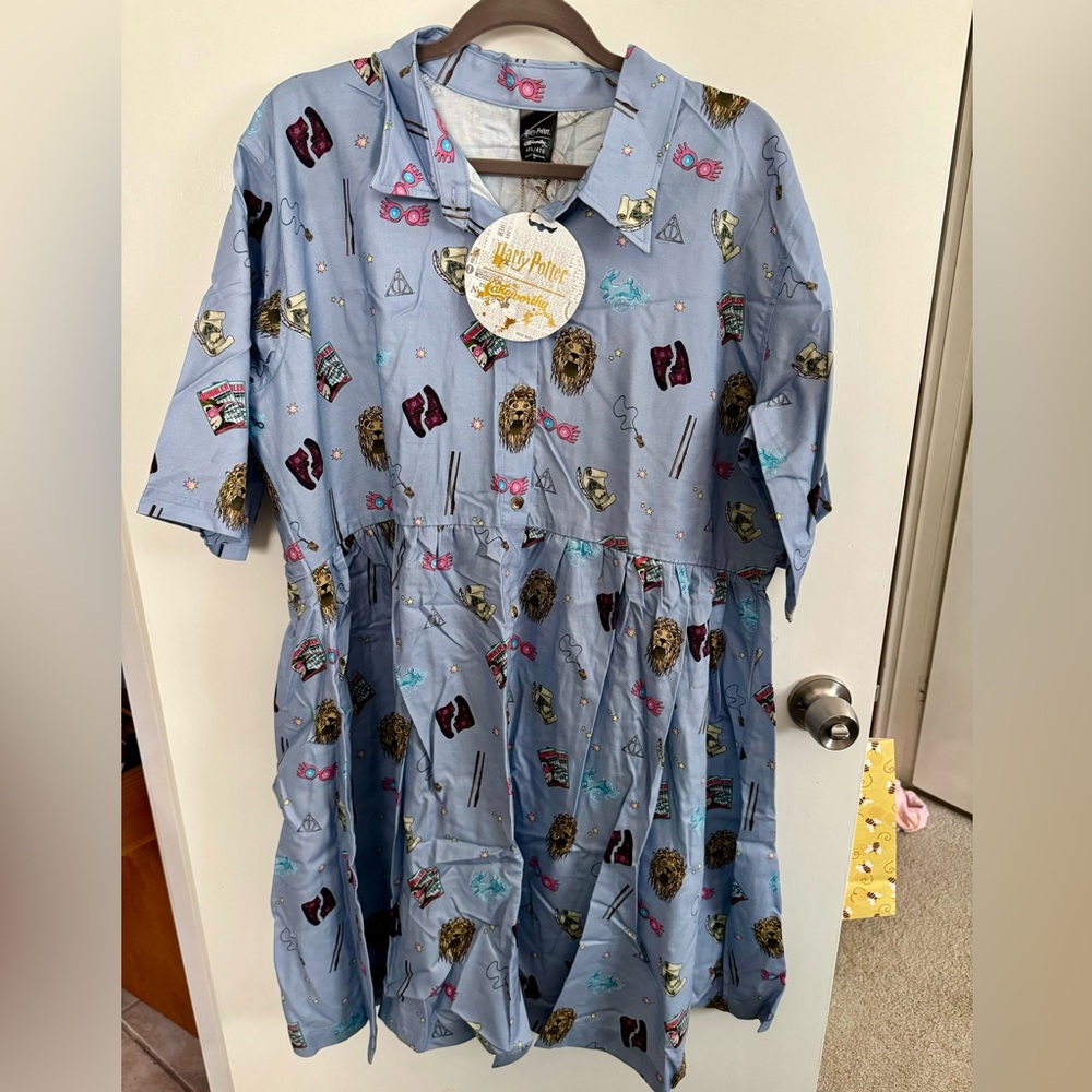 Cakeworthy Luna Lovegood Harry Potter Button Front T-shirt Icon Dress RARE